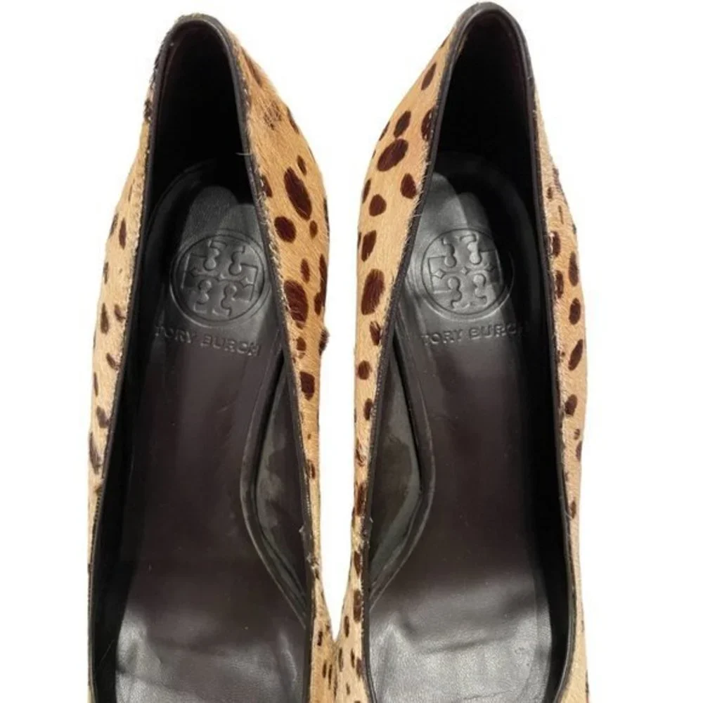 TORY BURCH Calf Hair Cheetah Print Leather Heels Shoes‎ Women's 7M